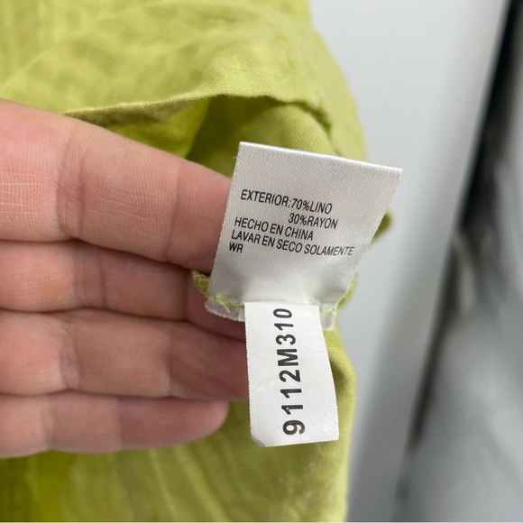 Nurture Shirt Womens Sz M Green Check 3/4 Sleeve Woven Linen Blend Button Up Top - Picture 8 of 8